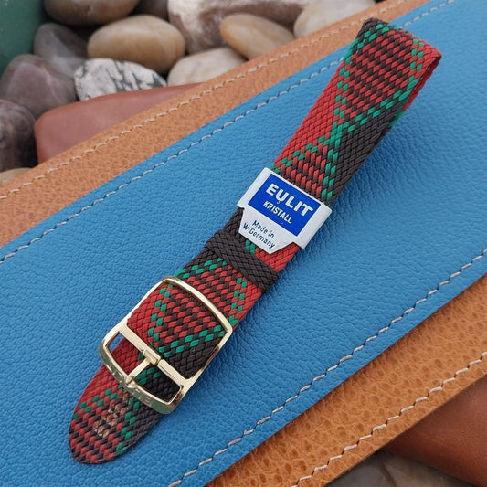 Vintage 18mm Braided Perlon Classic Argyle One-Piece nos 1960s Unused Watch Band