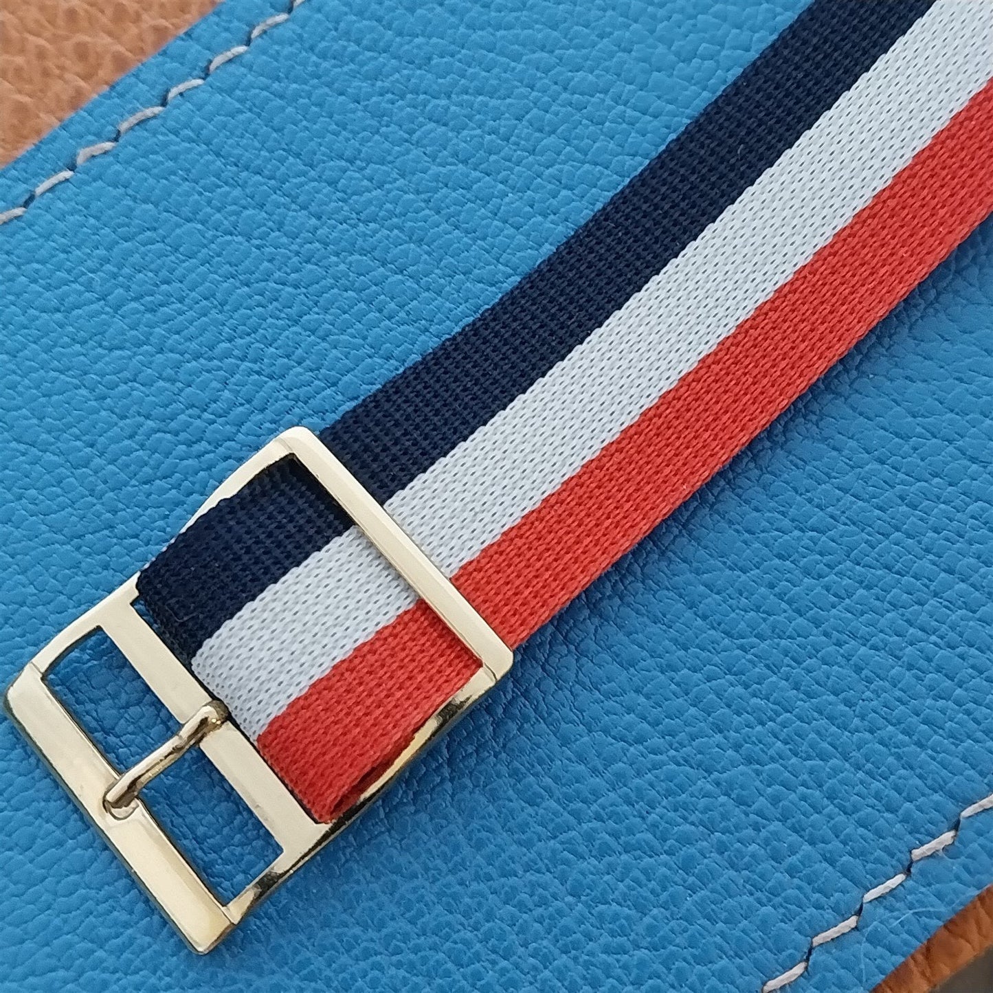 Vintage 18mm 1960s Red White & Blue Classic Single Pass Nylon Unused Watch Band