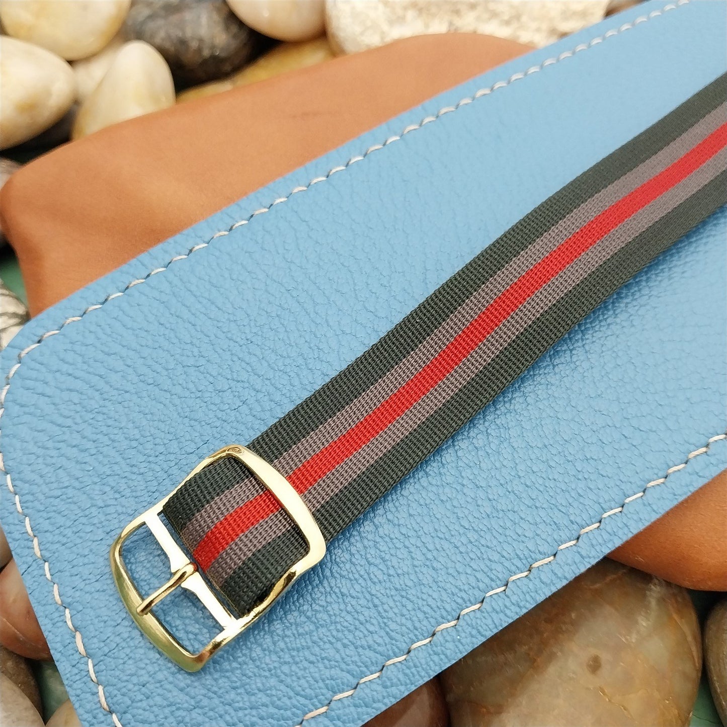 Vintage 18mm 1960s Striped Perlon Classic Single Pass Unused Watch Strap