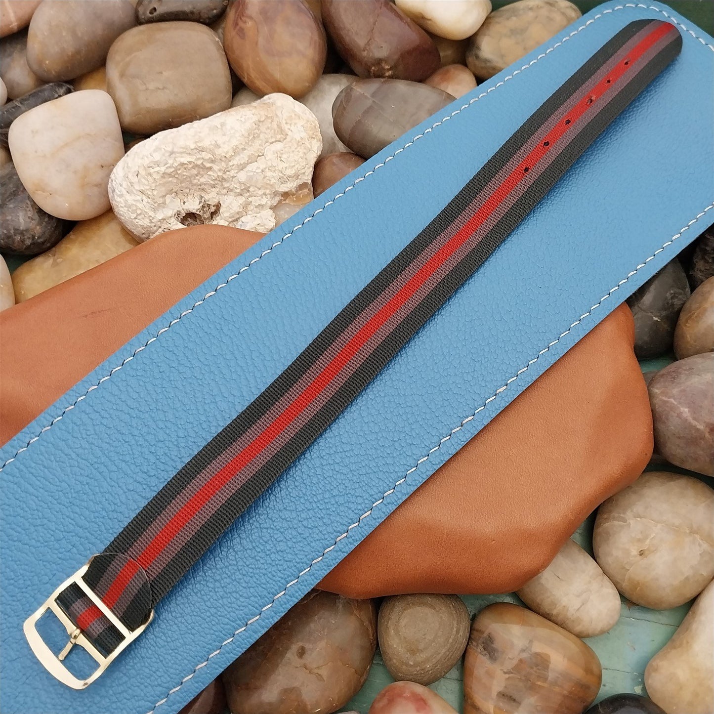 Vintage 18mm 1960s Striped Perlon Classic Single Pass Unused Watch Strap