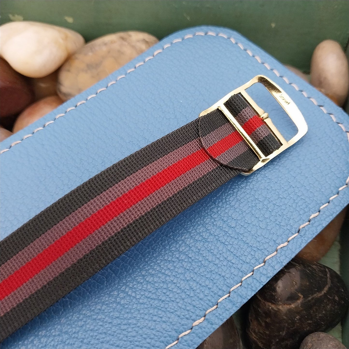 Vintage 18mm 1960s Striped Perlon Classic Single Pass Unused Watch Strap