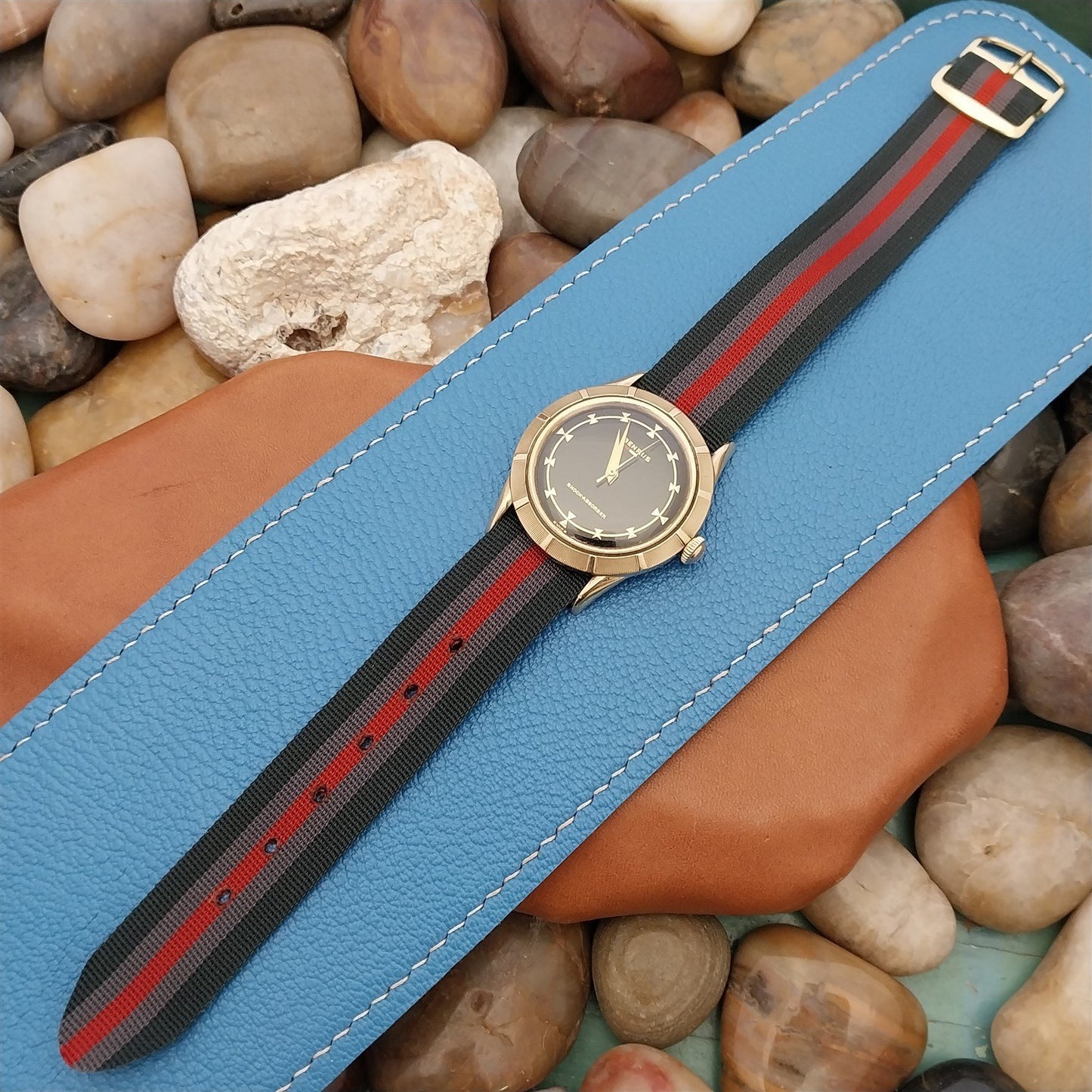 Vintage 18mm 1960s Striped Perlon Classic Single Pass Unused Watch Strap