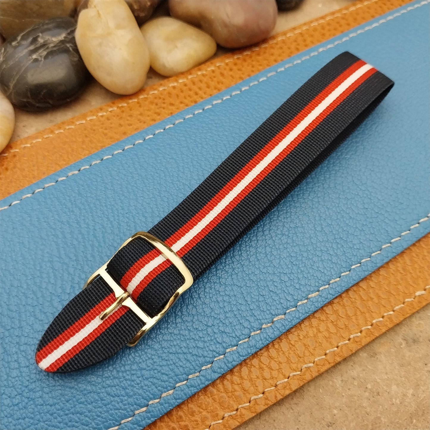 18mm 1960s Vintage Striped Perlon Classic Single Pass NOS Unused Watch Band
