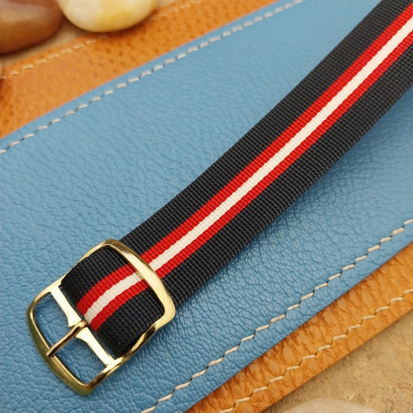 18mm 1960s Vintage Striped Perlon Classic Single Pass NOS Unused Watch Band