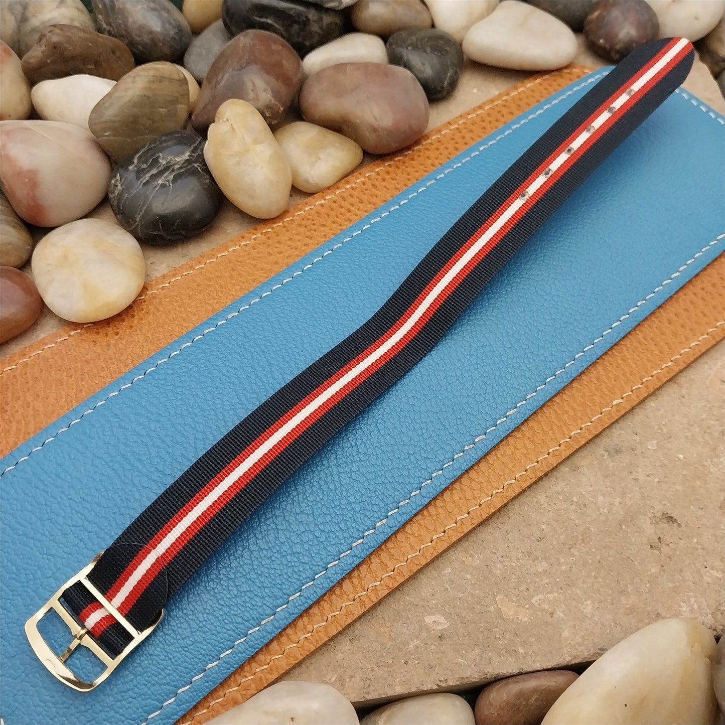 18mm 1960s Vintage Striped Perlon Classic Single Pass NOS Unused Watch Band