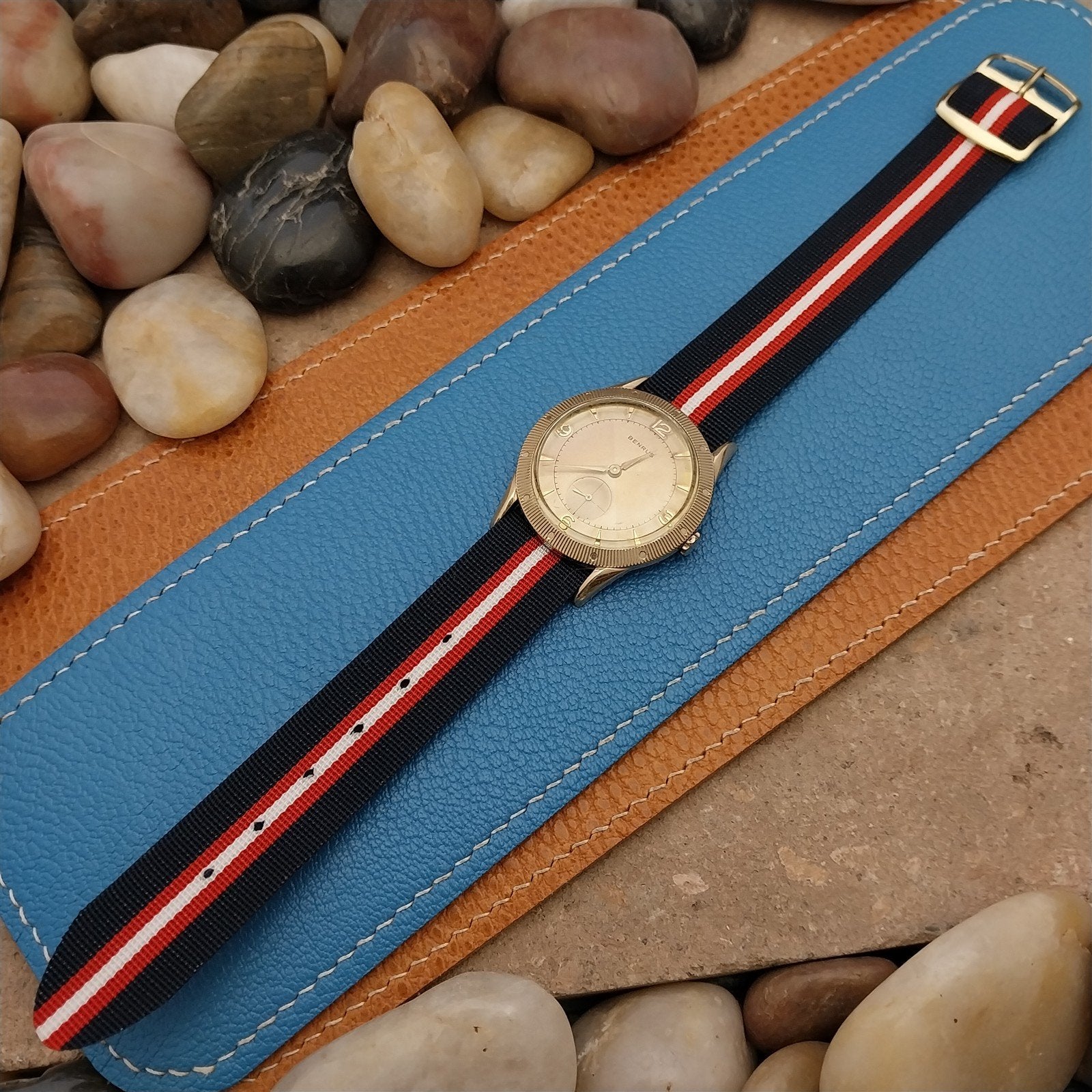 18mm 1960s Vintage Striped Perlon Classic Single Pass NOS Unused Watch Band