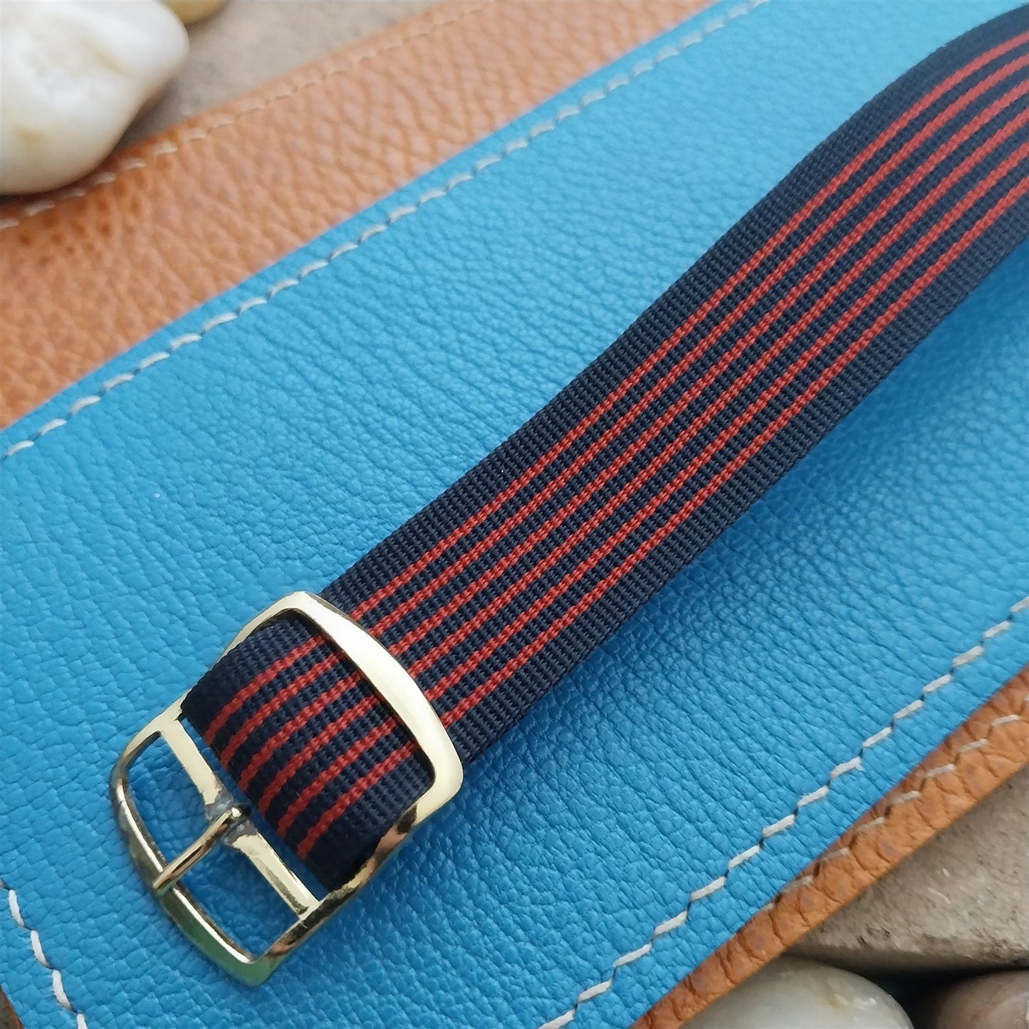 Vintage 18mm Classic 1960s Striped Perlon Unused Single-Pass Field Watch Band