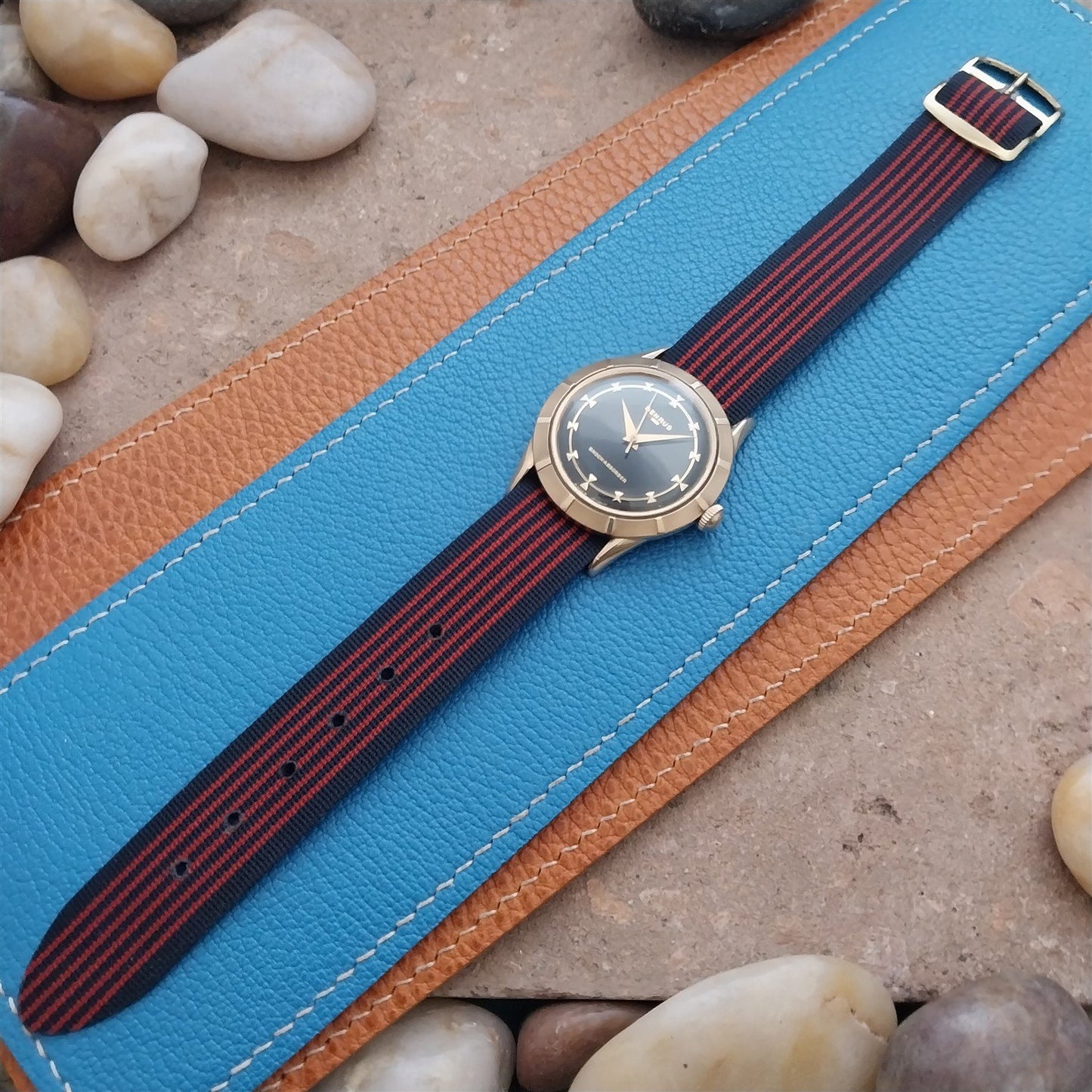 Vintage 18mm Classic 1960s Striped Perlon Unused Single-Pass Field Watch Band