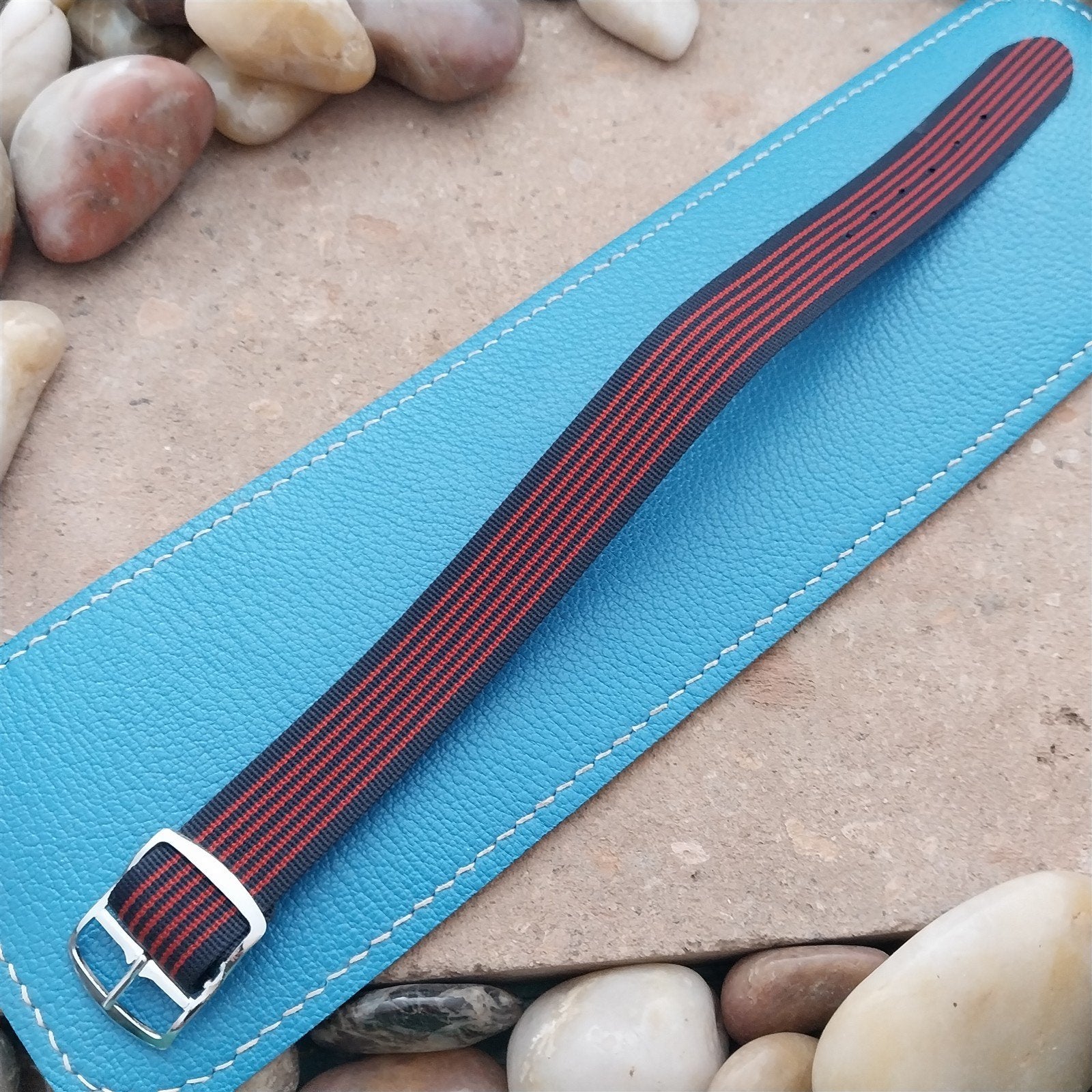 Striped Perlon Classic Single Pass 18mm Unused 1960s Vintage Watch Band