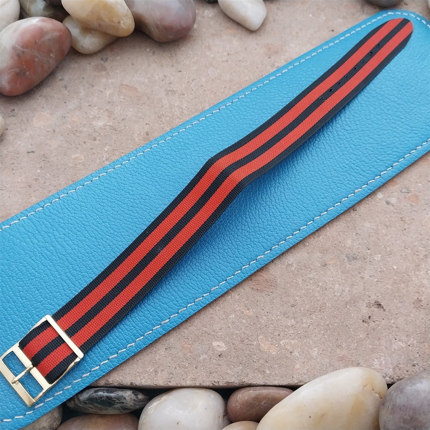 Striped Perlon Classic Single Pass 18mm Unused 1960s Vintage Watch Band