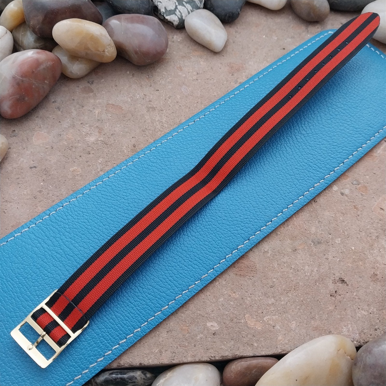 Striped Perlon Classic Single Pass 18mm Unused 1960s Vintage Watch Band