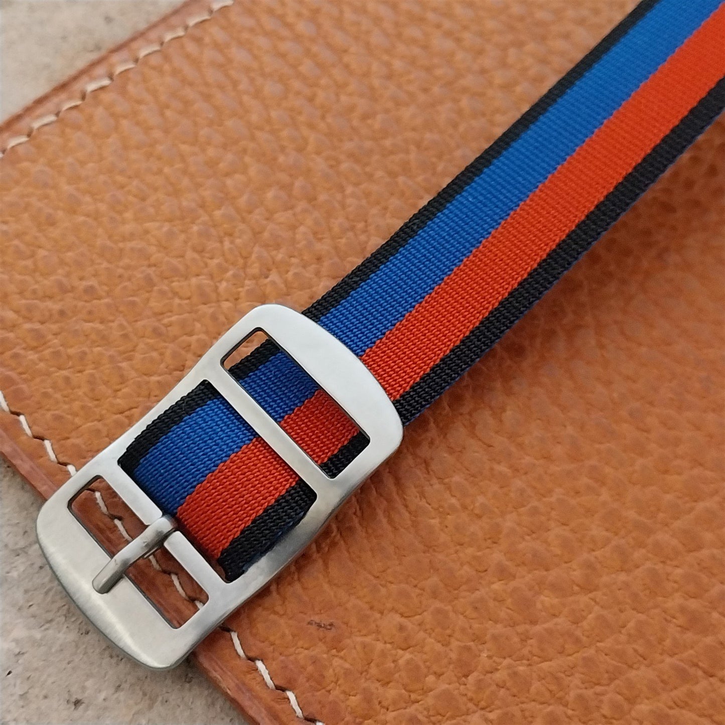 Vintage 16mm Perlon Reversible Striped 1960s Single Pass nos Unused Watch Band