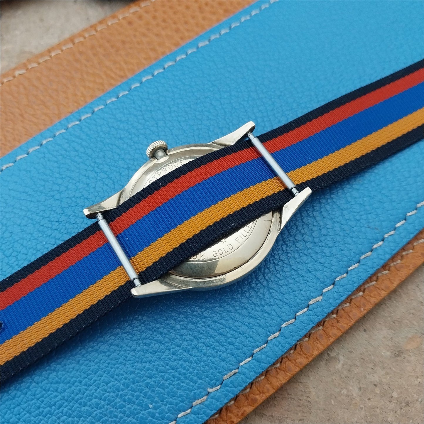 Vintage 18mm Striped Perlon 1960s NOS Unused Classic Single Pass Watch Strap