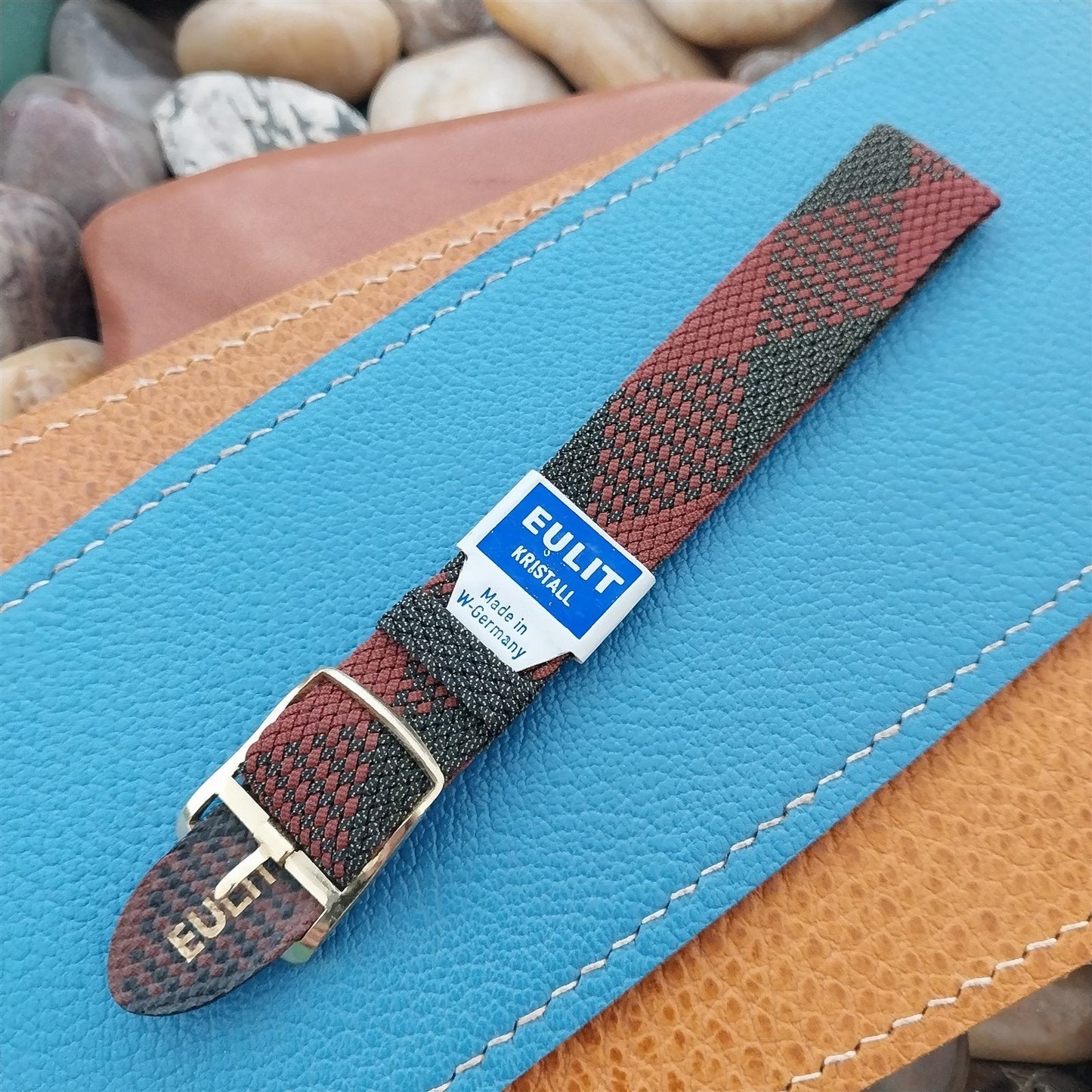 Vintage Braided Perlon Argyle Melange Single Pass Unused nos 1960s Watch Band