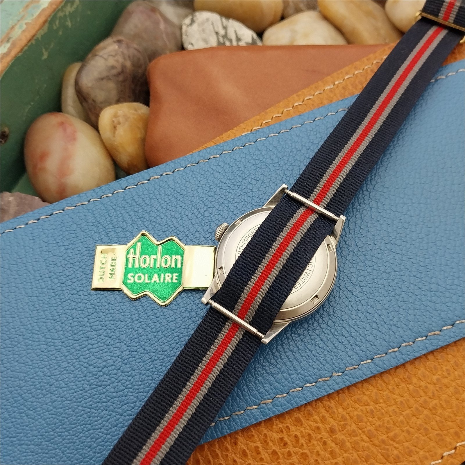 Vintage 16mm Perlon Reversible Striped Regimental Single Pass 1960s Watch Band