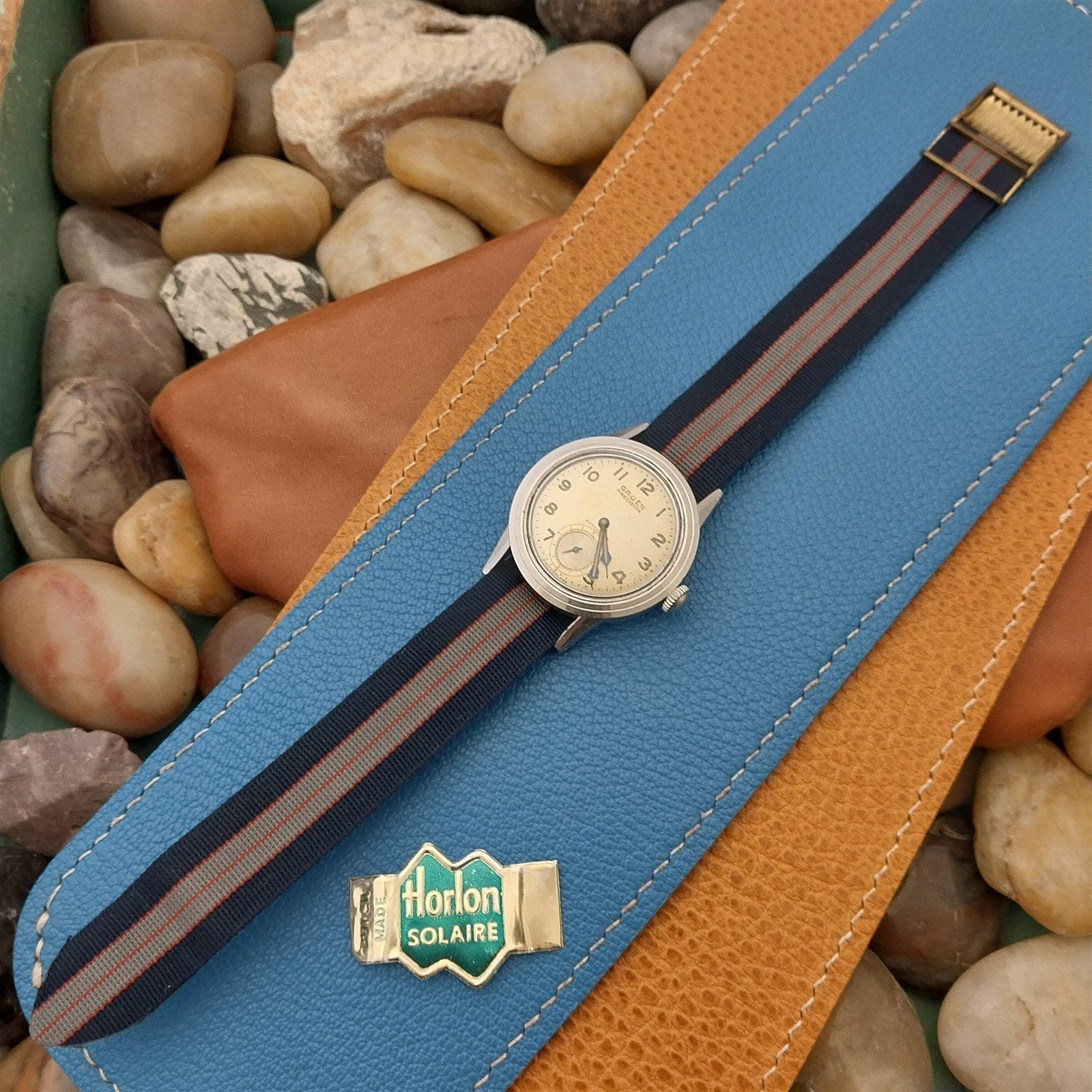 Vintage 16mm Perlon Reversible Striped Regimental Single Pass 1960s Watch Band