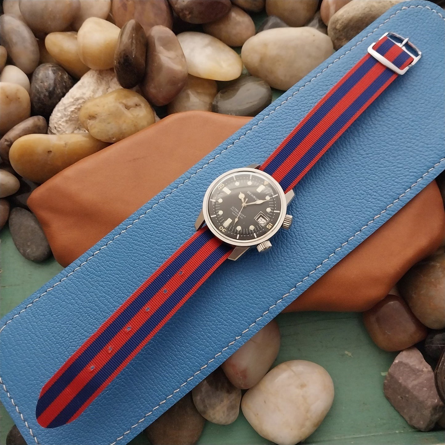 Vintage 18mm Striped Perlon Classic 1960s-1970s Single Pass Unused Watch Strap