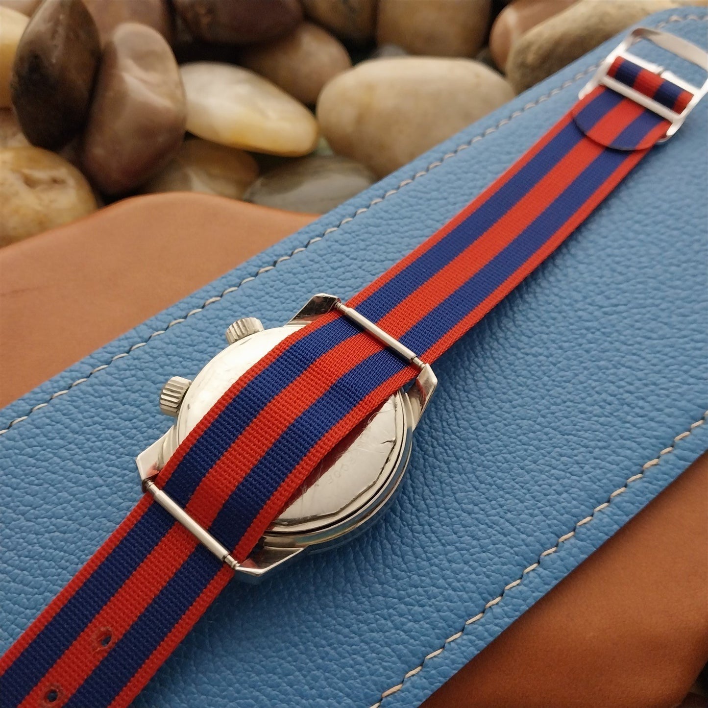 Vintage 18mm Striped Perlon Classic 1960s-1970s Single Pass Unused Watch Strap