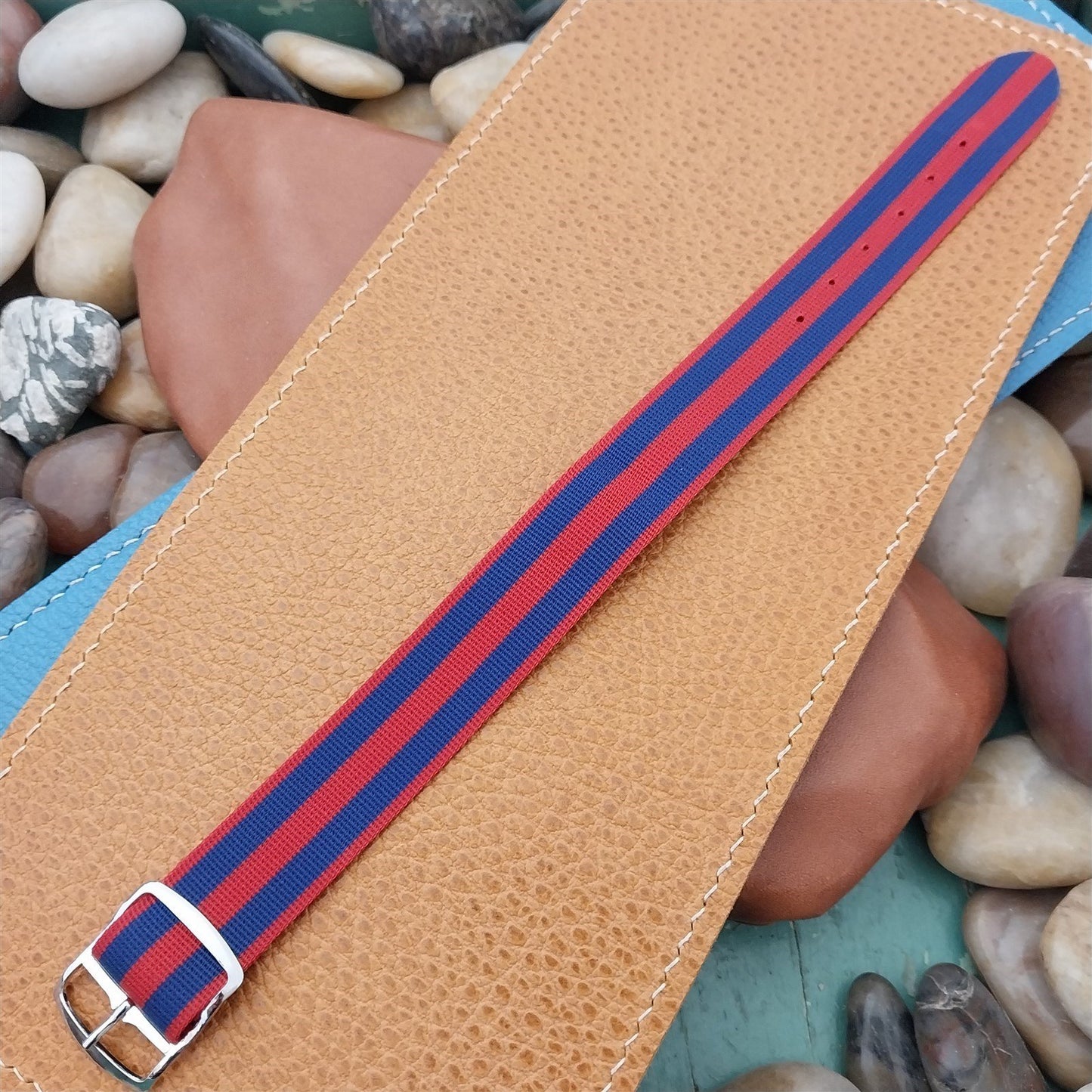 Vintage 18mm Striped Perlon Classic 1960s-1970s Single Pass Unused Watch Strap