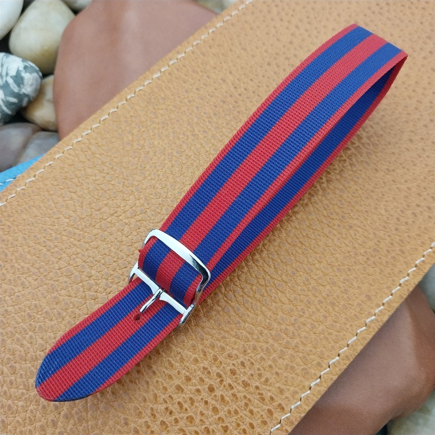 Vintage 18mm Striped Perlon Classic 1960s-1970s Single Pass Unused Watch Strap