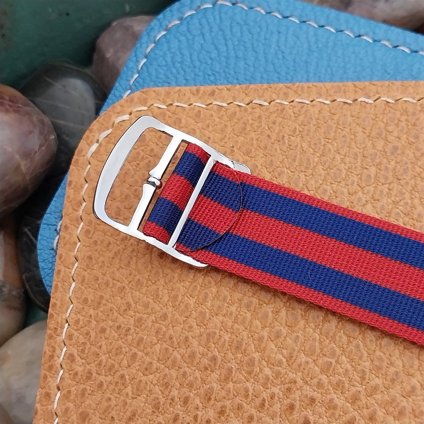 Vintage 18mm Striped Perlon Classic 1960s-1970s Single Pass Unused Watch Strap