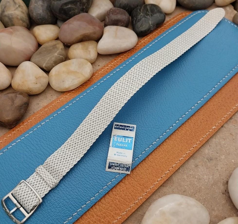 Vintage 18mm Perlon Mesh Silver Eulit Panama NOS Single Pass 1960s Watch Strap