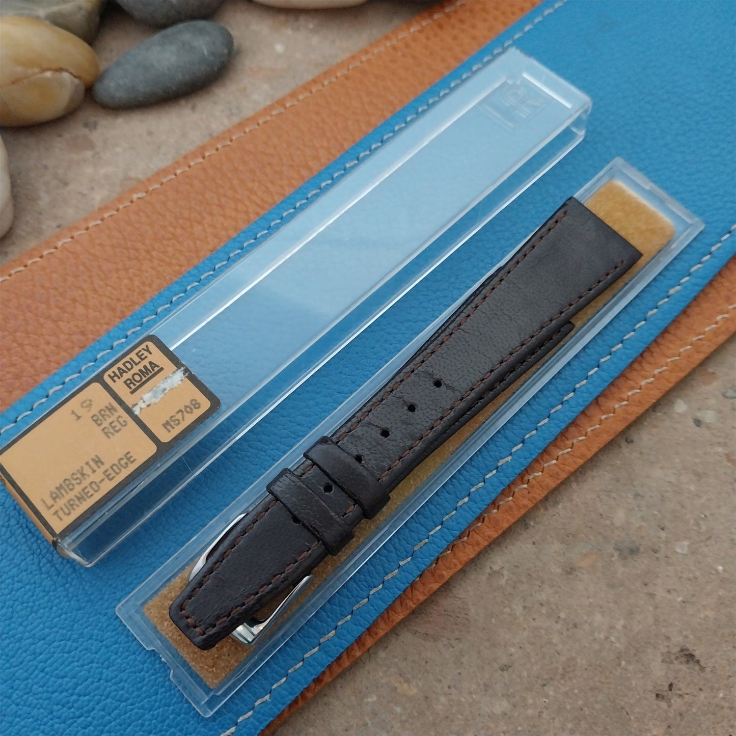 19mm Hadley Roma Turned Edge Lambskin Tapered 19/14 Watch Strap