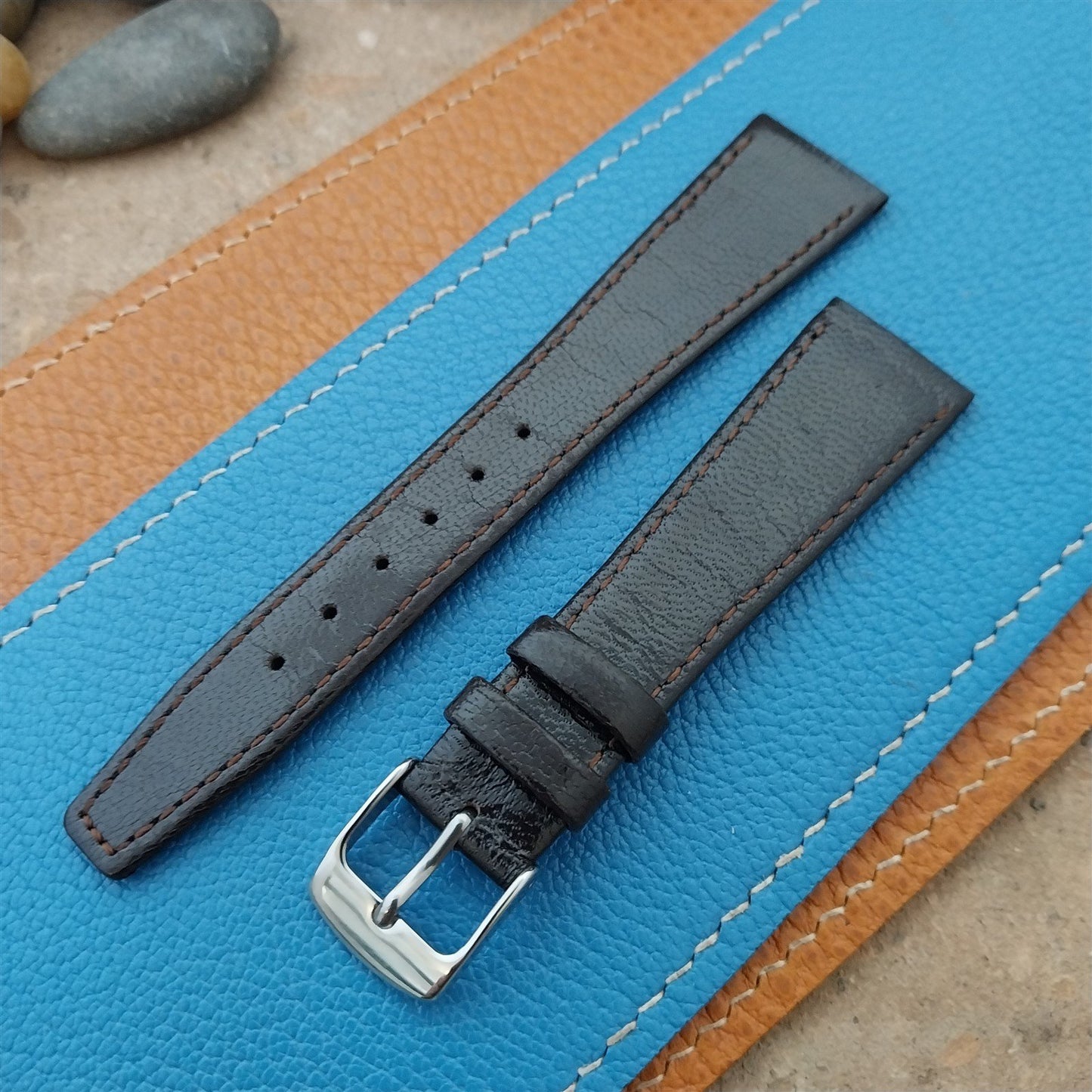 19mm Hadley Roma Turned Edge Lambskin Tapered 19/14 Watch Strap