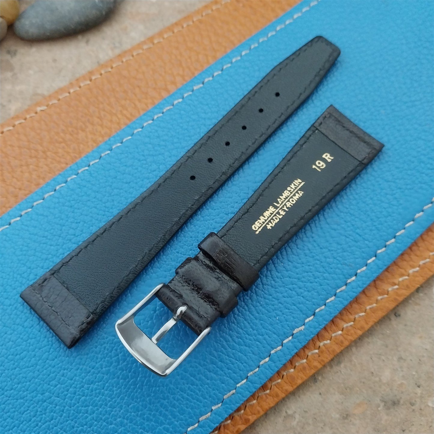 19mm Hadley Roma Turned Edge Lambskin Tapered 19/14 Watch Strap