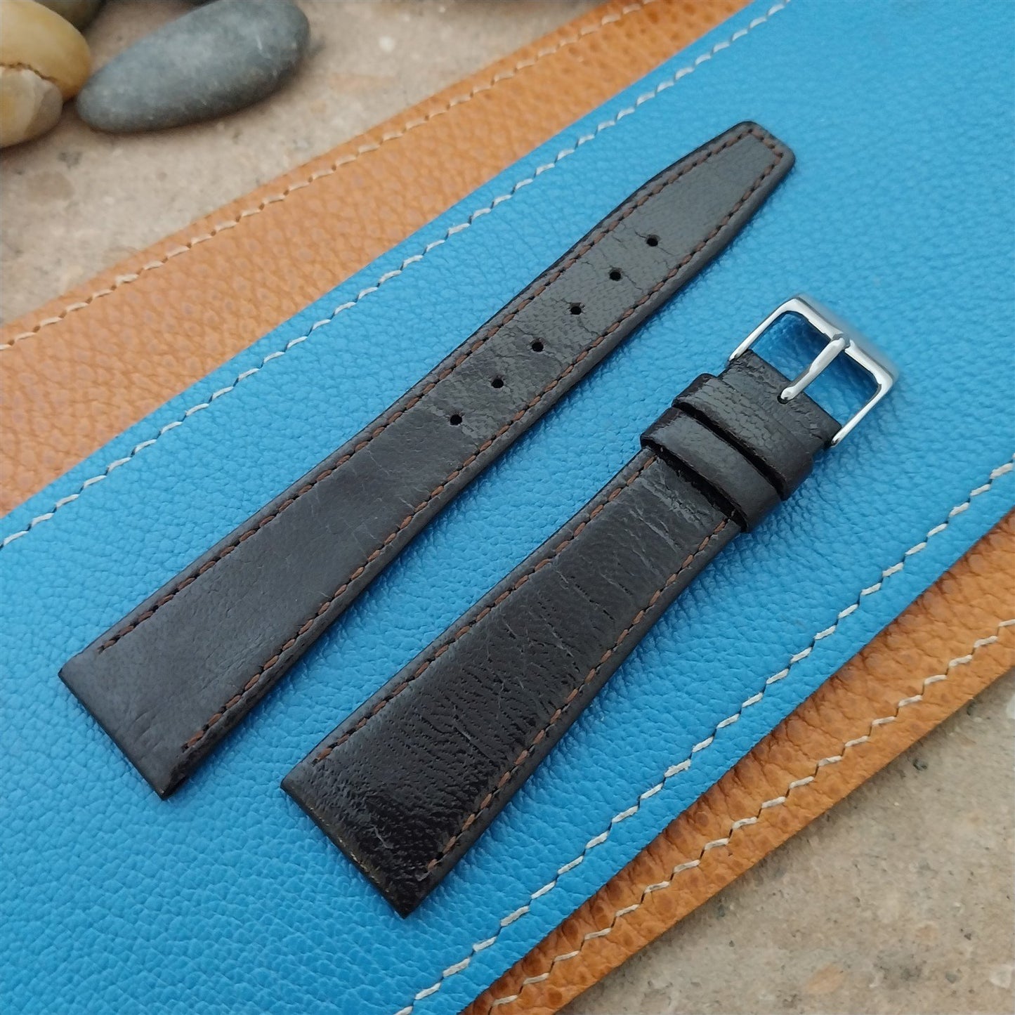 19mm Hadley Roma Turned Edge Lambskin Tapered 19/14 Watch Strap
