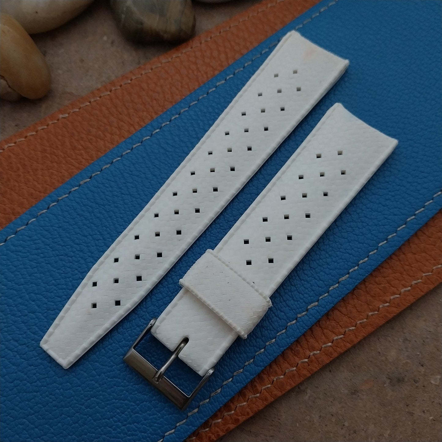 Vintage 22mm Authentic Swiss Tropic White Classic 1960s Unused Watch Strap