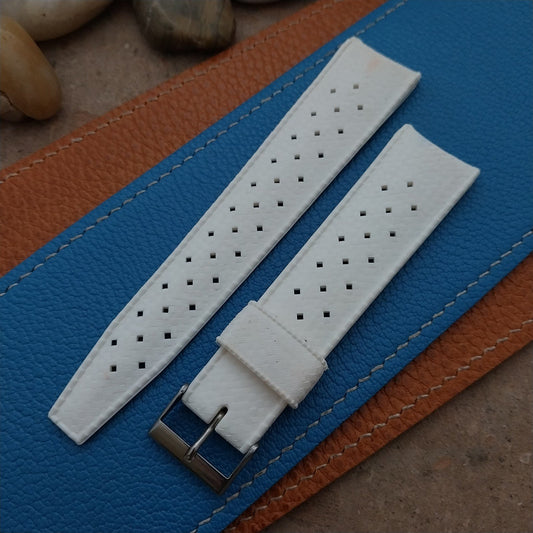 Vintage 22mm Authentic Swiss Tropic White Classic 1960s Unused Watch Strap