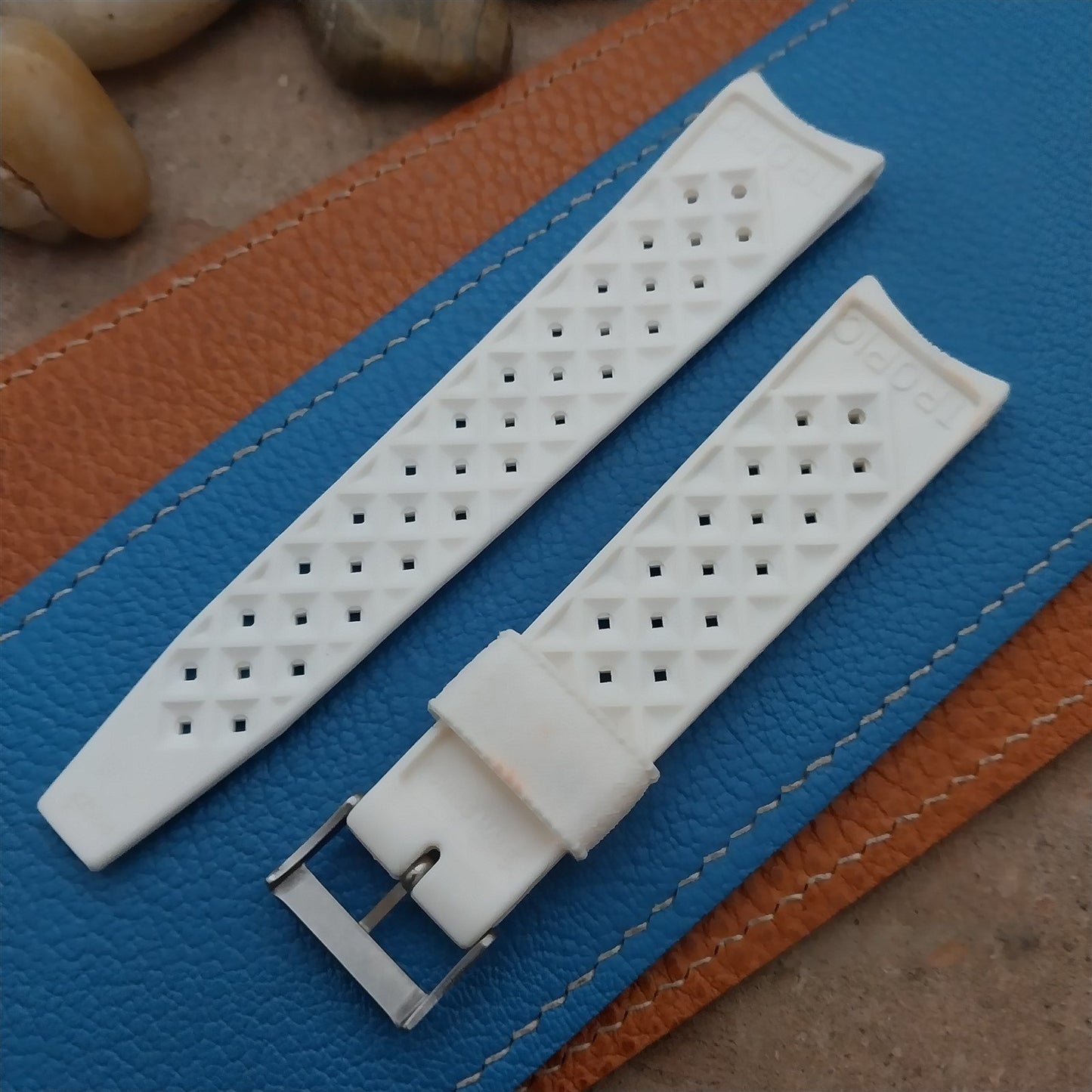 Vintage 22mm Authentic Swiss Tropic White Classic 1960s Unused Watch Strap