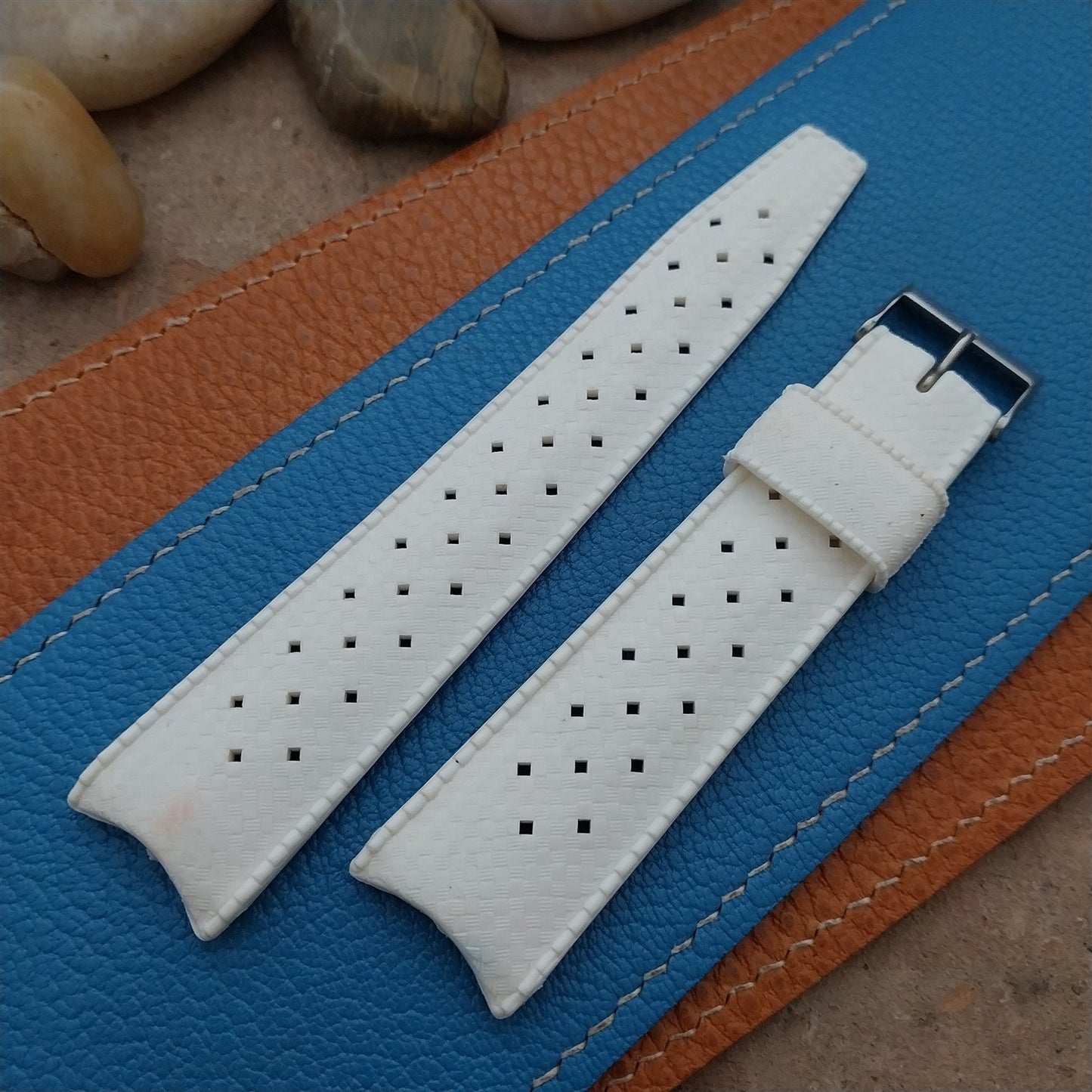 Vintage 22mm Authentic Swiss Tropic White Classic 1960s Unused Watch Strap