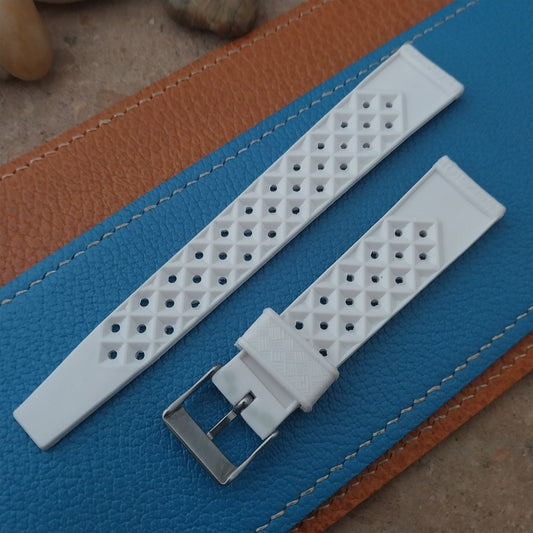19mm Skindiver Perforated White Tropical Classic 1960s Unused Vintage Watch Band