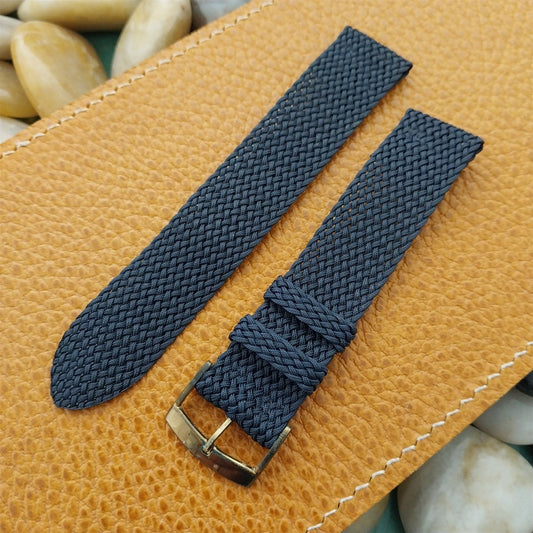 Vintage 18mm Braided Perlon Dark Blue Two-piece Unused Classic nos Watch Band