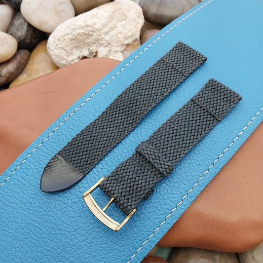 Vintage 18mm Braided Perlon Two-Piece Gray nos 1970s Unused Classic Watch Band