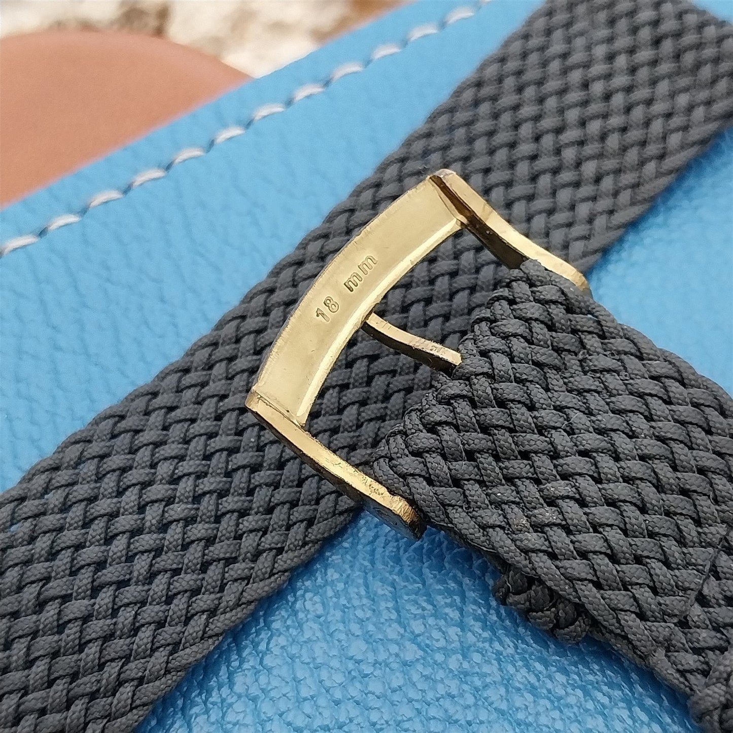 Vintage 18mm Braided Perlon Two-Piece Gray nos 1970s Unused Classic Watch Band