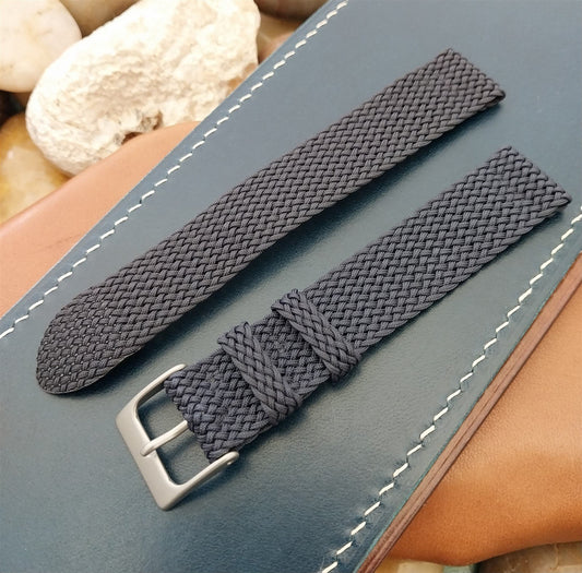 16mm Braided Perlon 2-piece Blue Classic 1960s Unused Vintage Field Watch Band