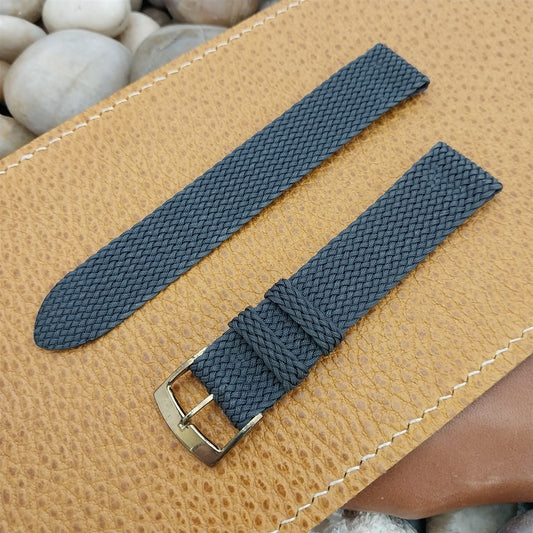 16mm Perlon Mesh 2-piece 1960s NOS Vintage Dive Watch Band Gray & Brass Buckle