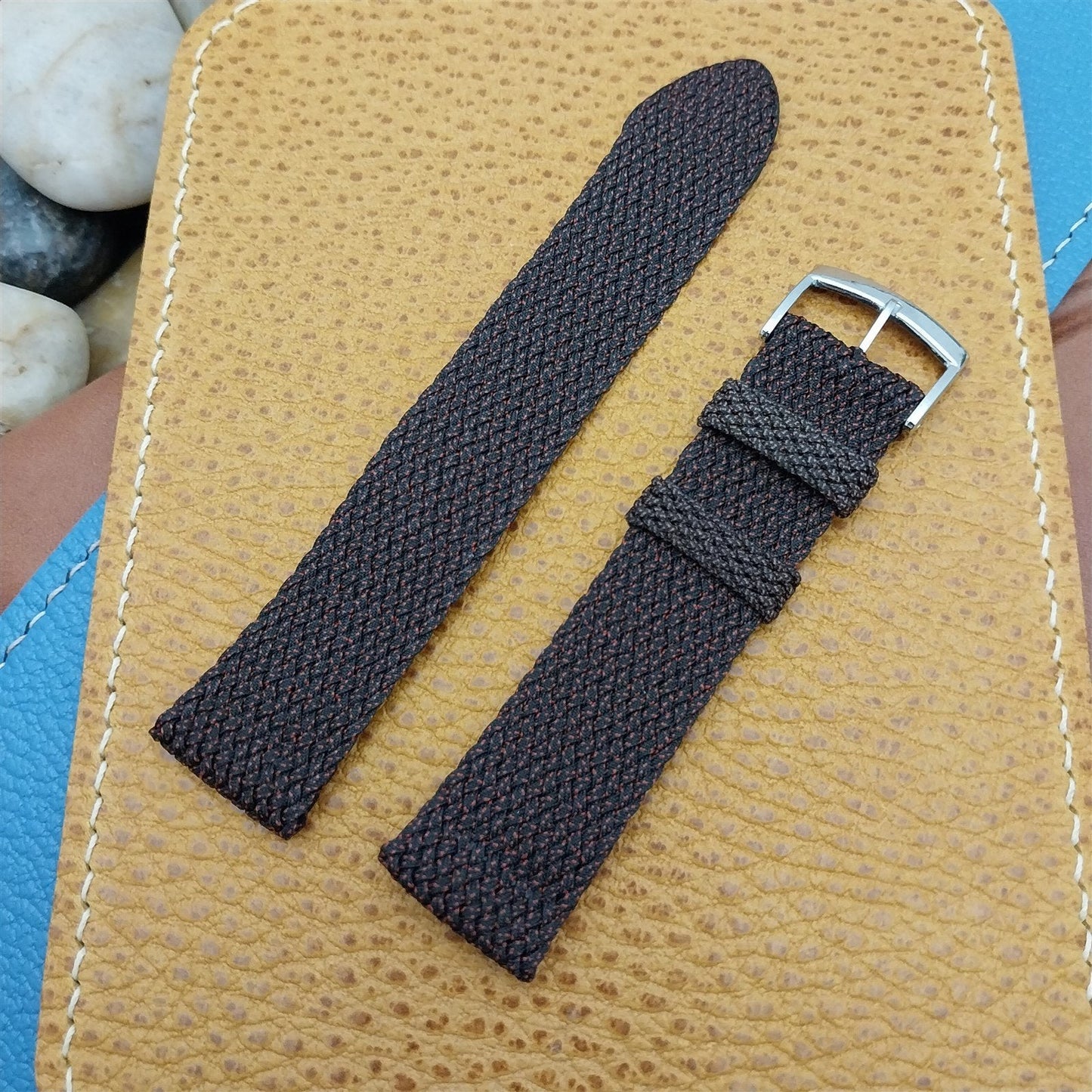 Braided Perlon 2-piece Black & Red Melange Unused 1960s-1970s Vintage Watch Band