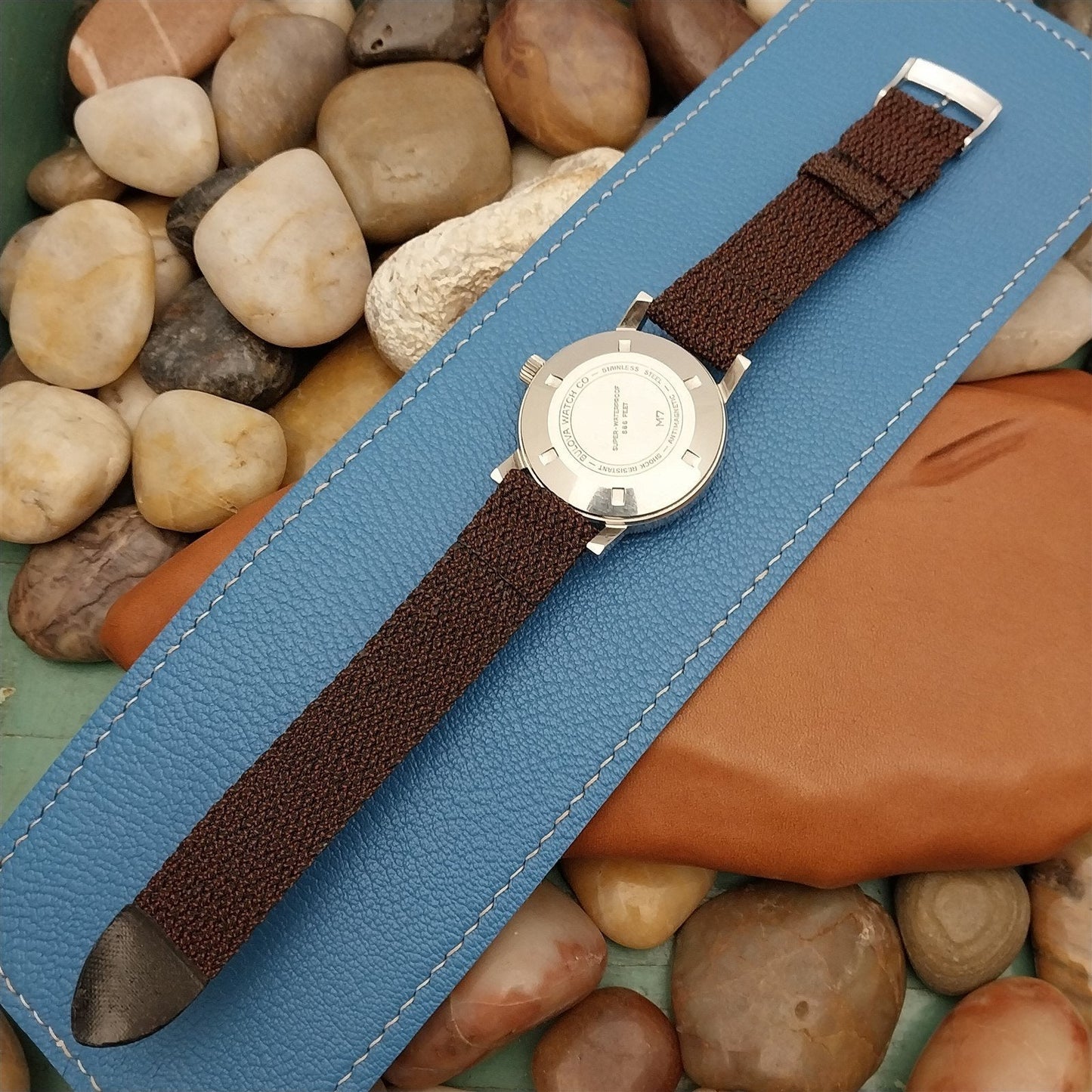 Braided Perlon 2-piece Black & Red Melange Unused 1960s-1970s Vintage Watch Band