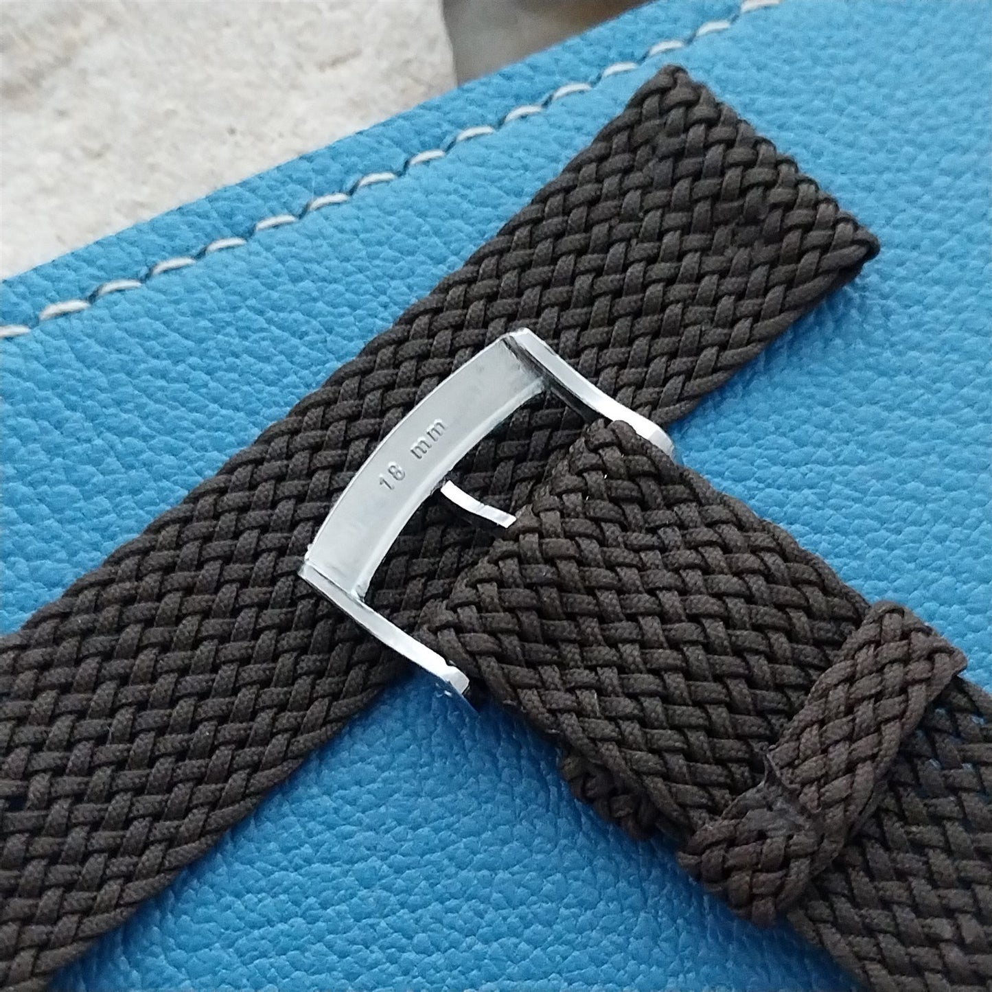 18mm Brown Braided Perlon Mesh 2-piece Classic 1960s Unused Vintage Watch Strap