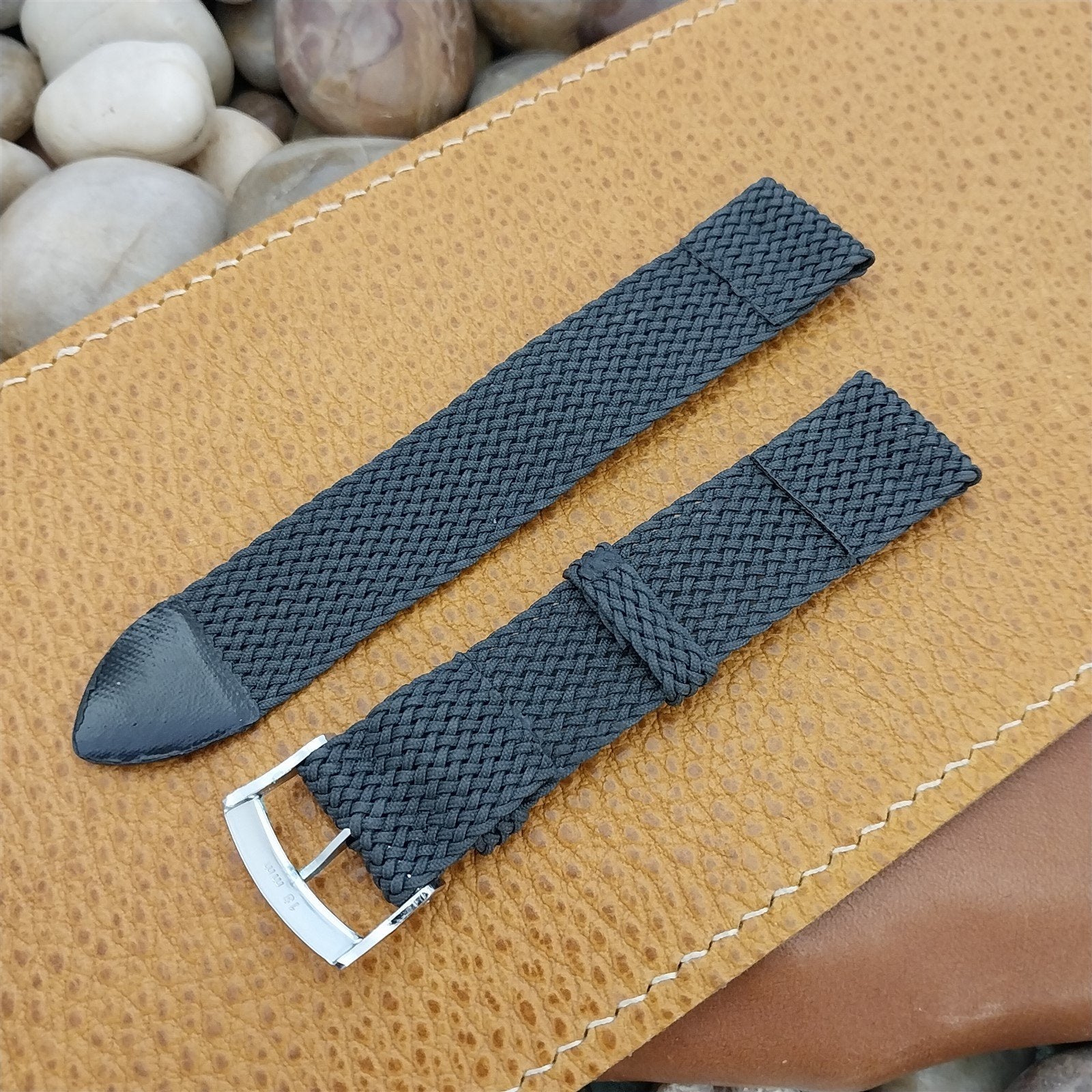 Vintage 18mm Gray Braided Perlon 2-piece Classic 1960s Unused Field Watch Band
