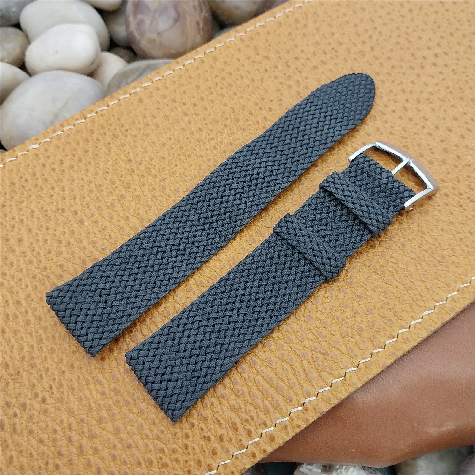 Vintage 18mm Gray Braided Perlon 2-piece Classic 1960s Unused Field Watch Band