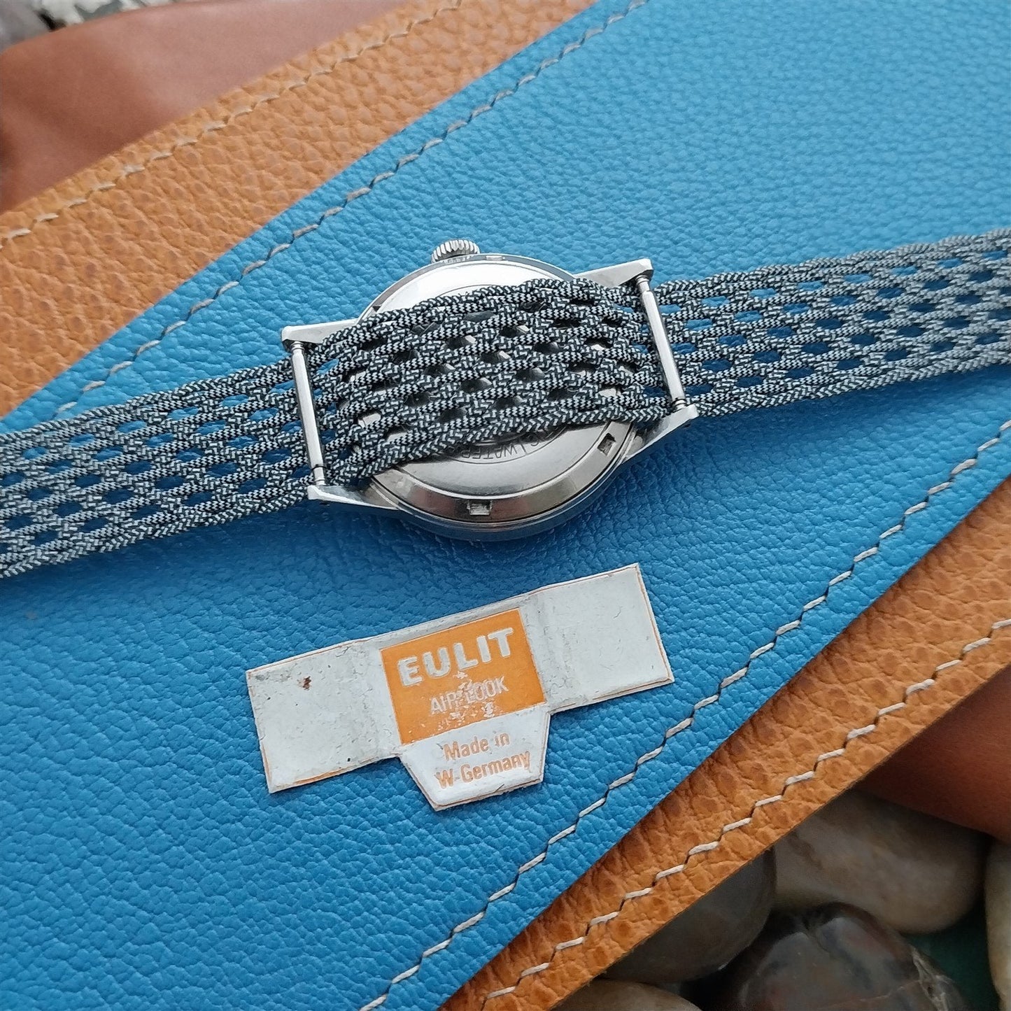 Eulit Perlon Mesh Gray 16mm Air-Look Military 1960s Unused Vintage Watch Band