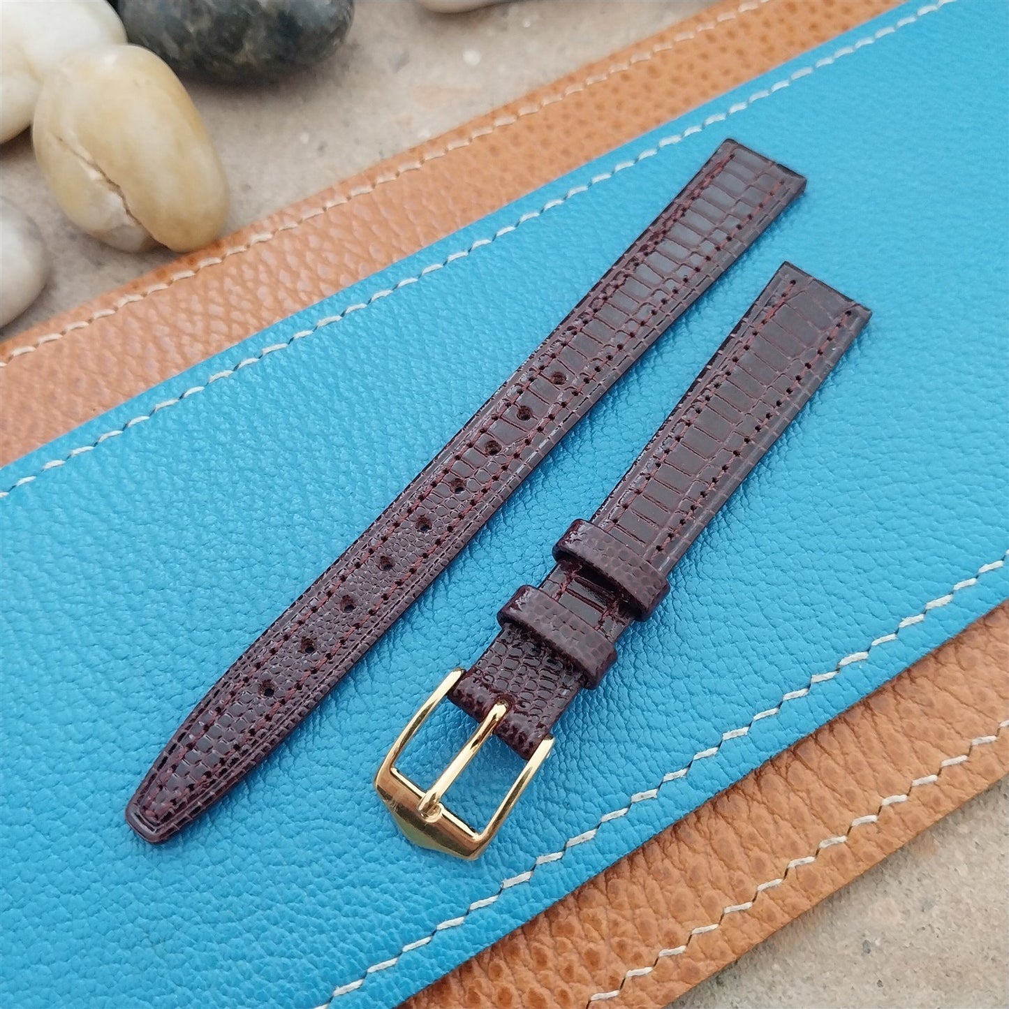 Vintage 12mm Lizard-Grain Leather Hirsch Ricoh Womens Unused Classic Watch Strap