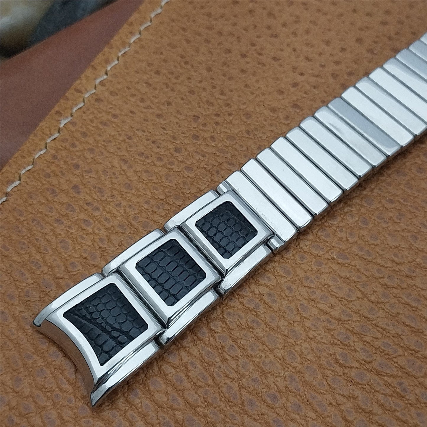 17.2mm Stainless Steel & Lizard JB Champion nos Unused 1950s Vintage Watch Band