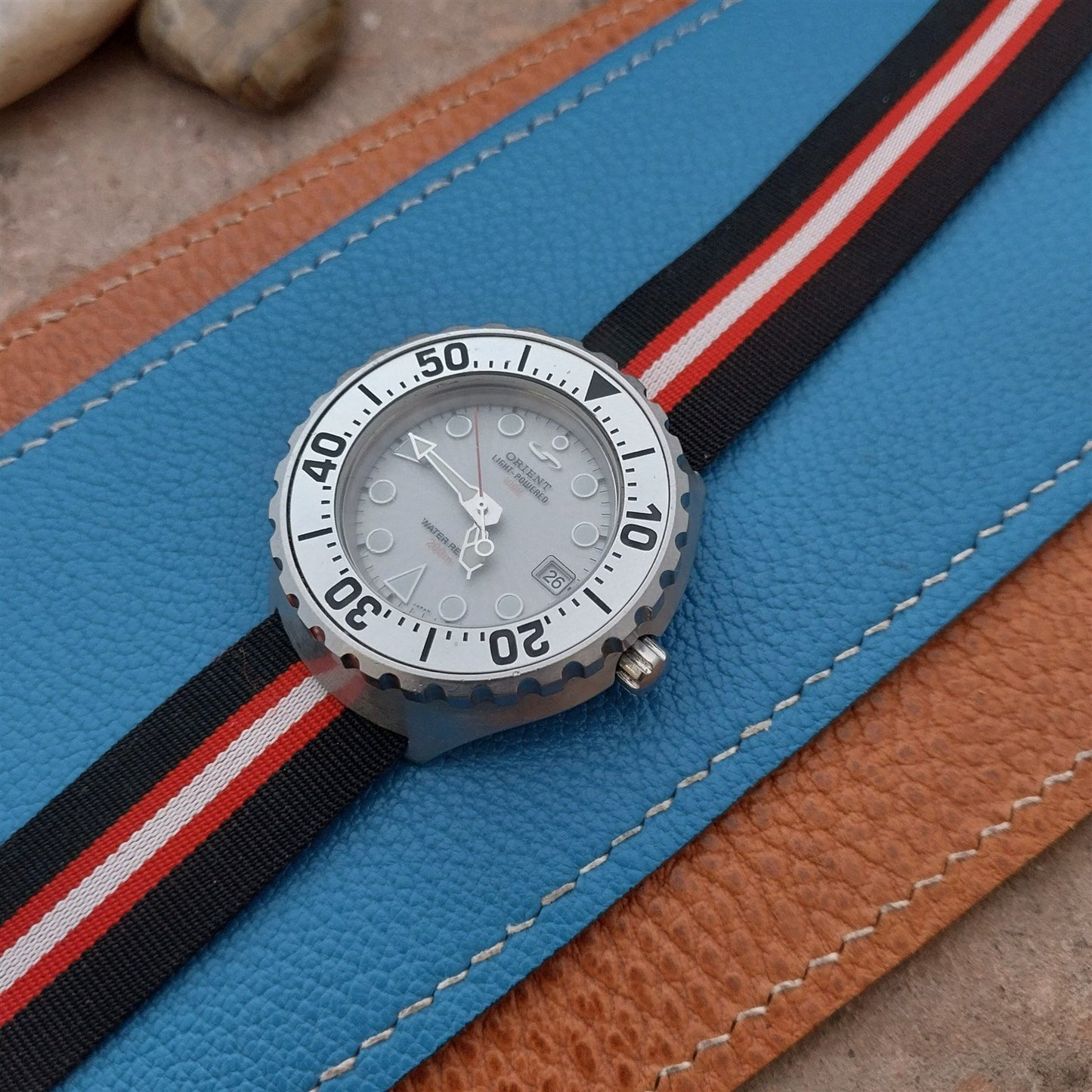 Vintage 18mm Striped Perlon Reversible Single Pass Unused nos 1960s Watch Strap