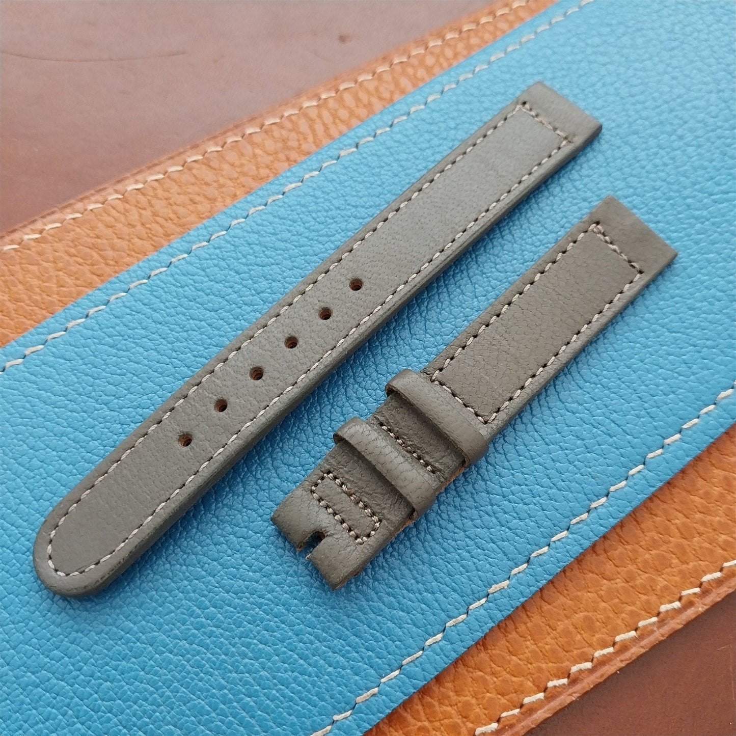 Vintage 14mm Hamilton USA Grey Leather Classic Unused 1950s Watch Band